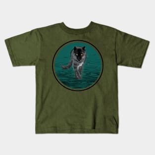 Gray Wolf Walking Kids T-Shirt